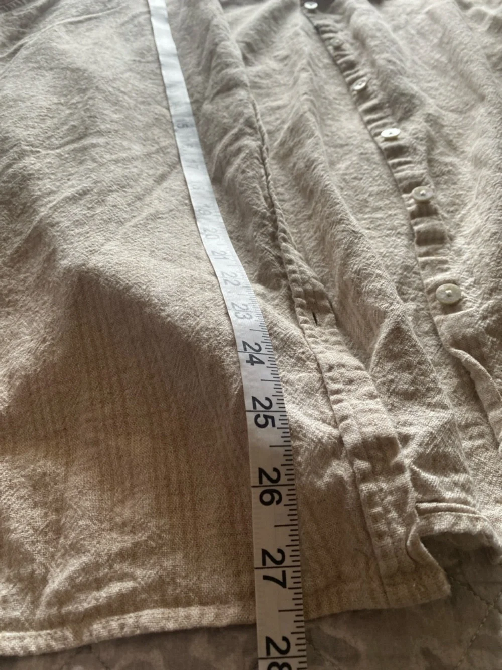 Orvis Women's Light Beige Striped linen blend Button-Down Shirt - Picture 5 of 6